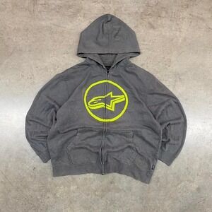 Grey and yellow Alpinestars zip-up hoodie